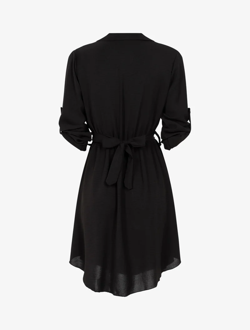 Robe chemise coupe patineuse - Noir