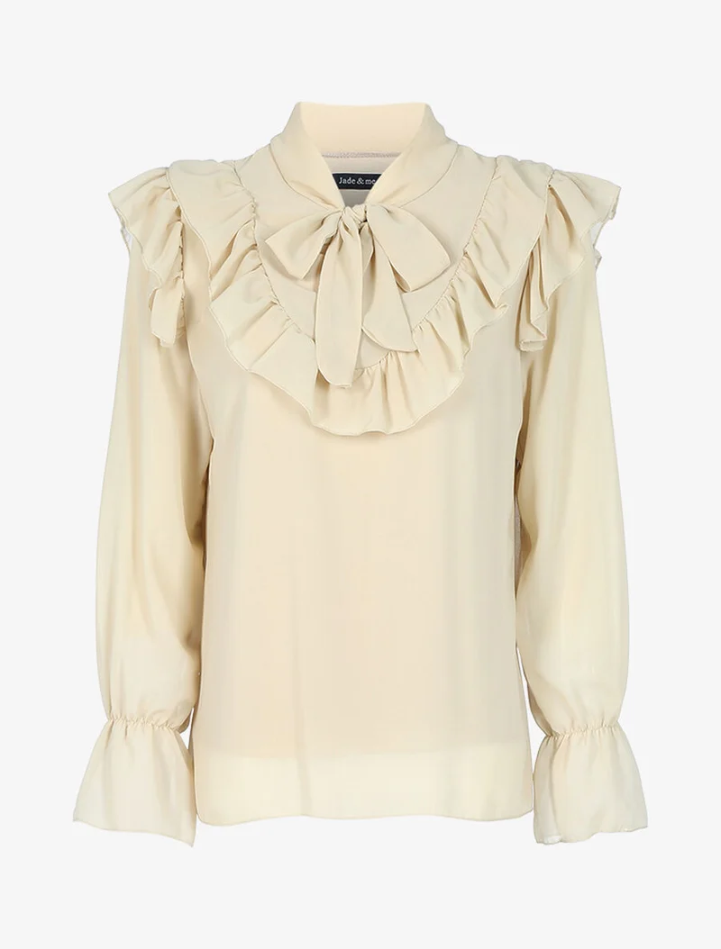 Blouse à détails volantés - Beige
