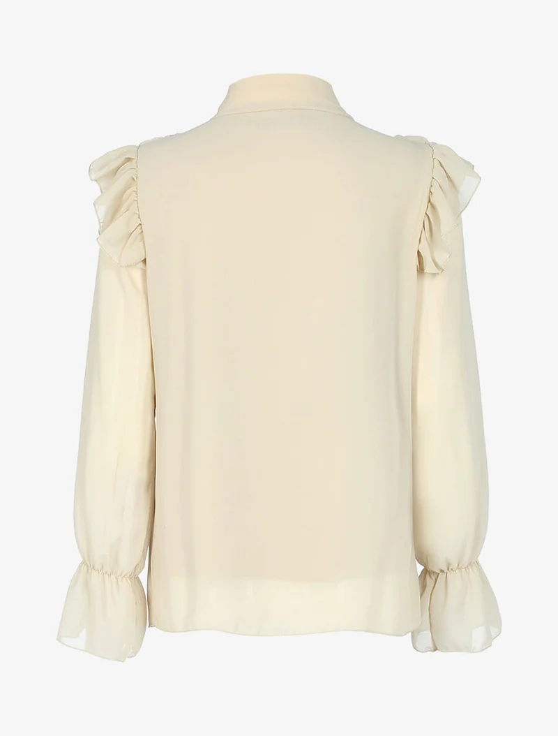 Blouse à détails volantés - Beige