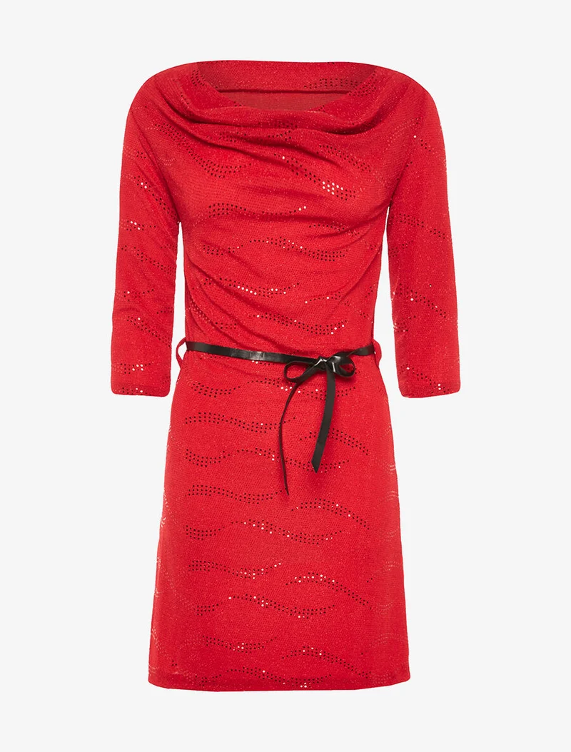 Robe bénitier pailletée - Rouge