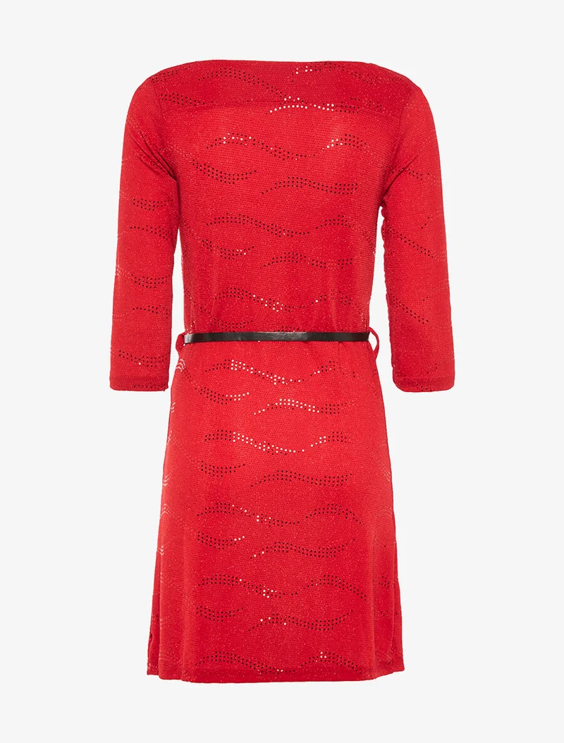 Robe bénitier pailletée - Rouge