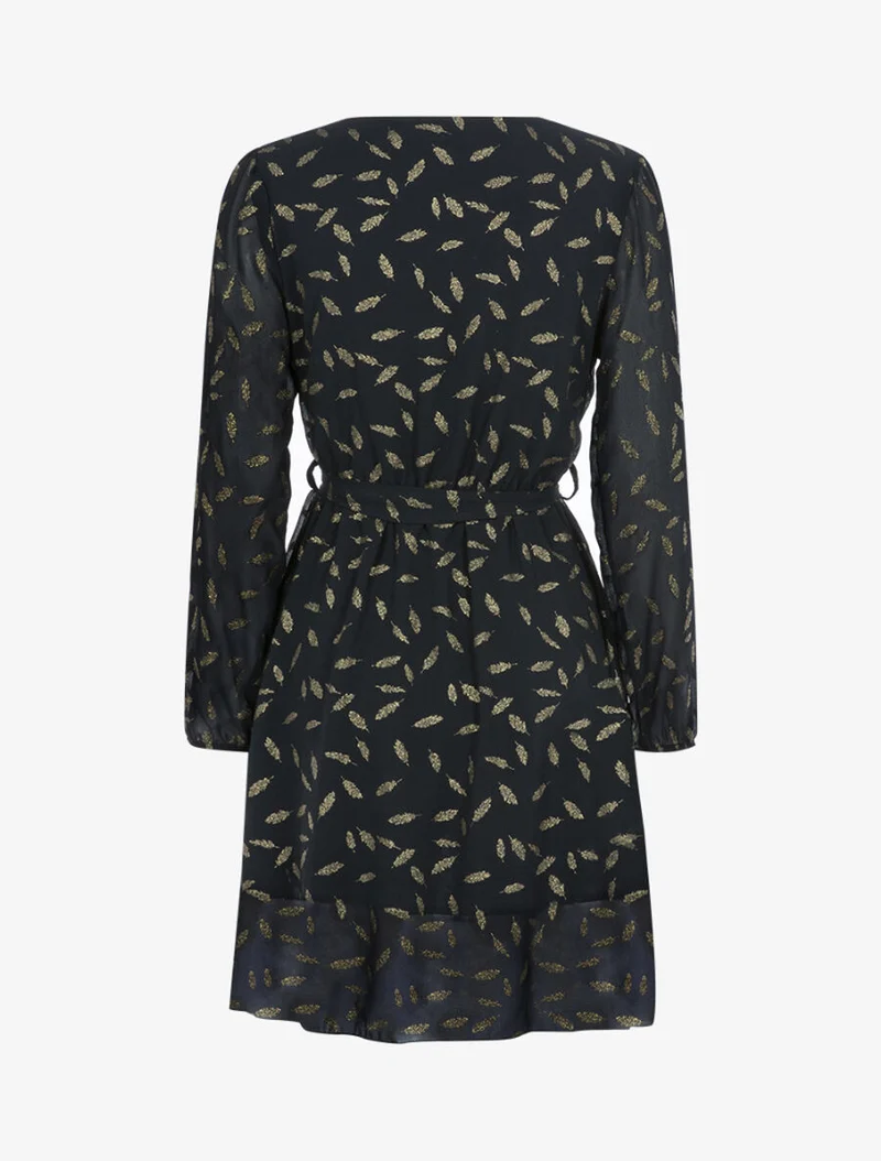 Robe à imprimé feuilles irisées - Noir
