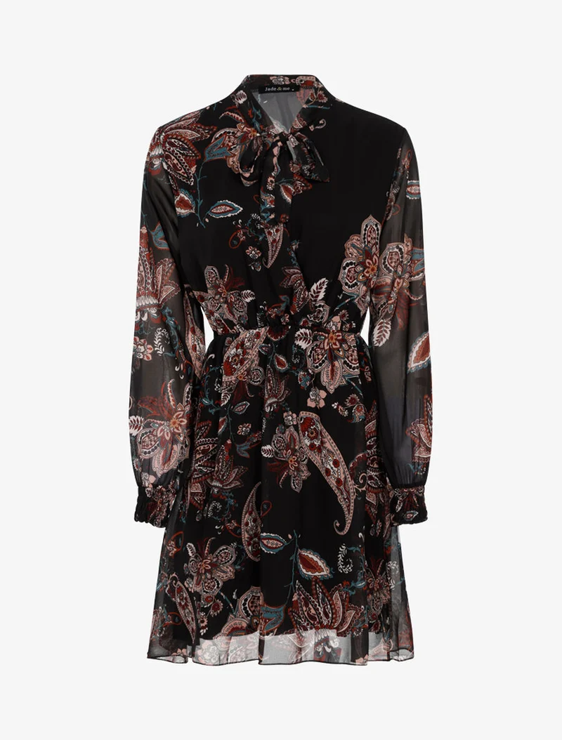 Robe à imprimé cachemire floral - Noir