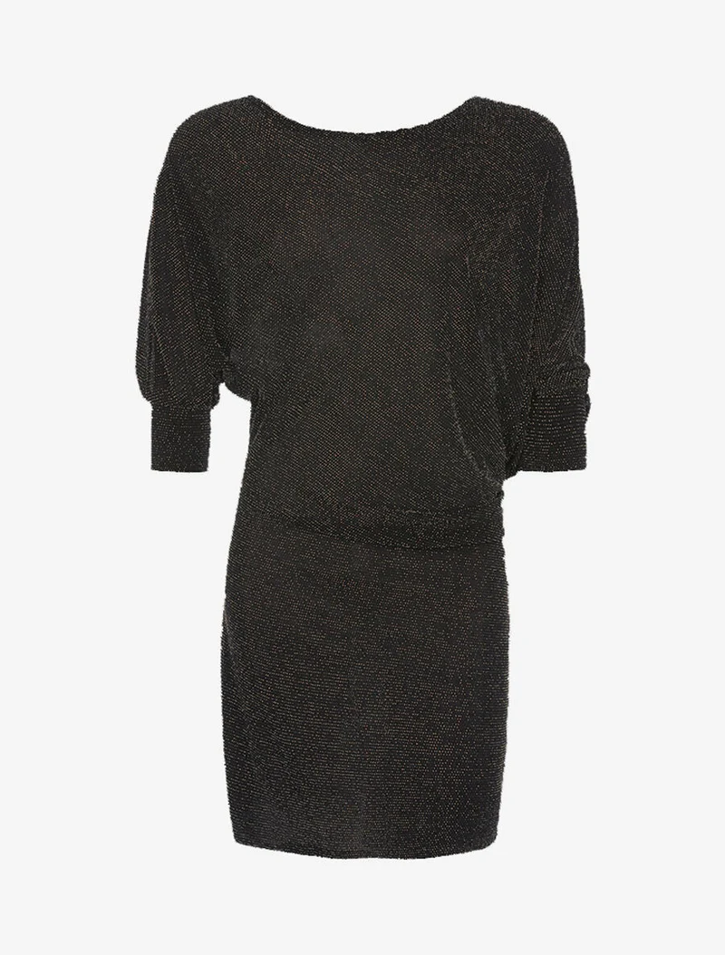 Robe pailletée asymétrique unie - Noir