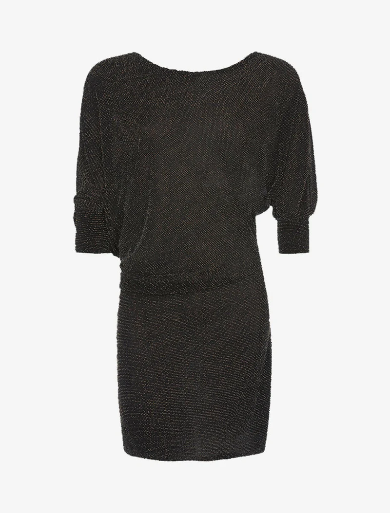 Robe pailletée asymétrique unie - Noir