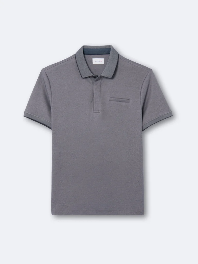 Polo manches courtes faux-uni en coton