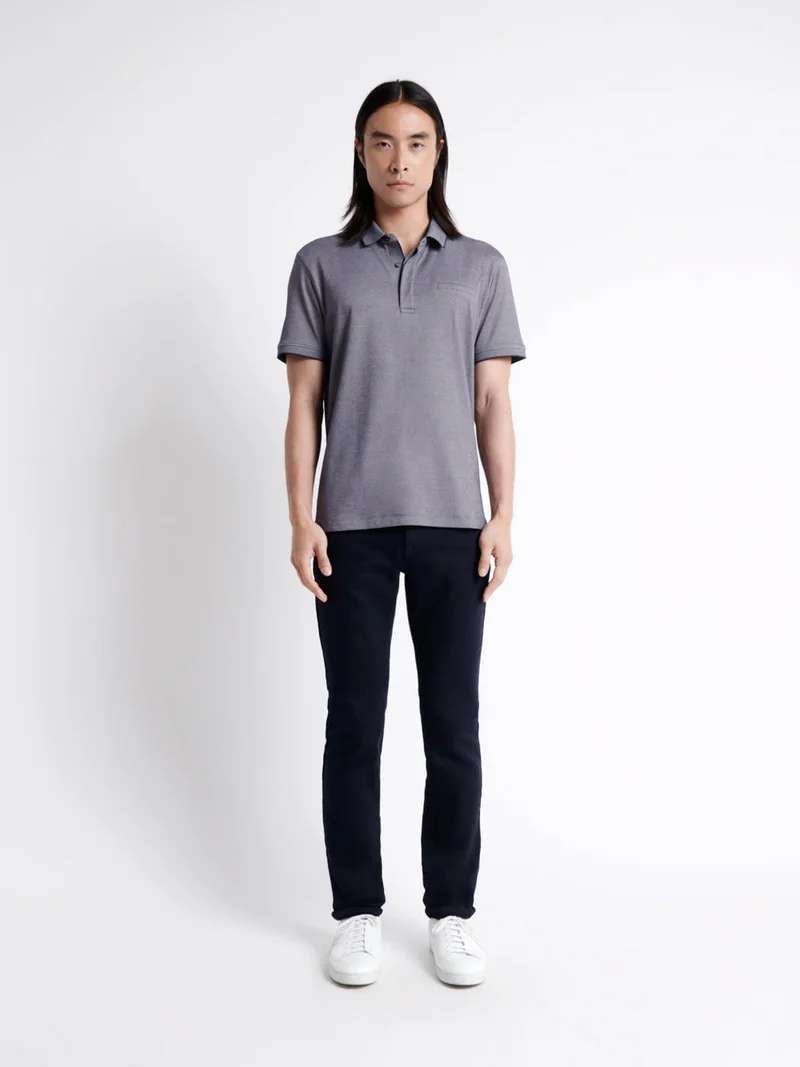 Polo manches courtes faux-uni en coton