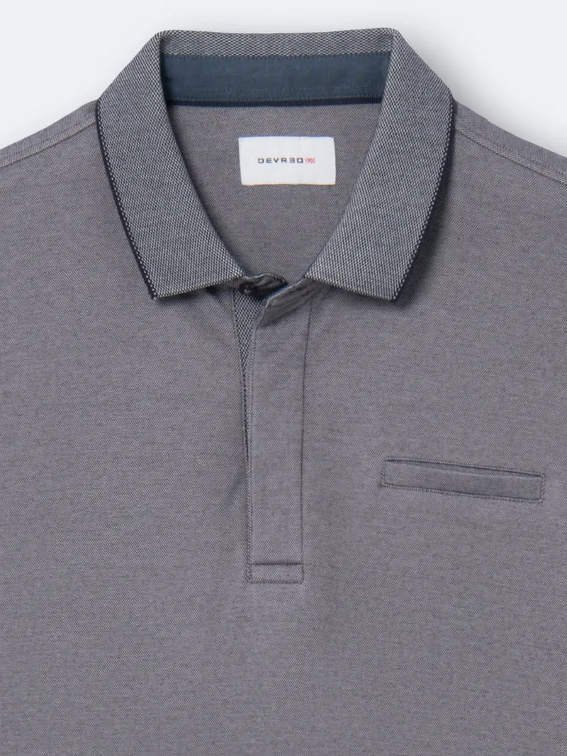 Polo manches courtes faux-uni en coton