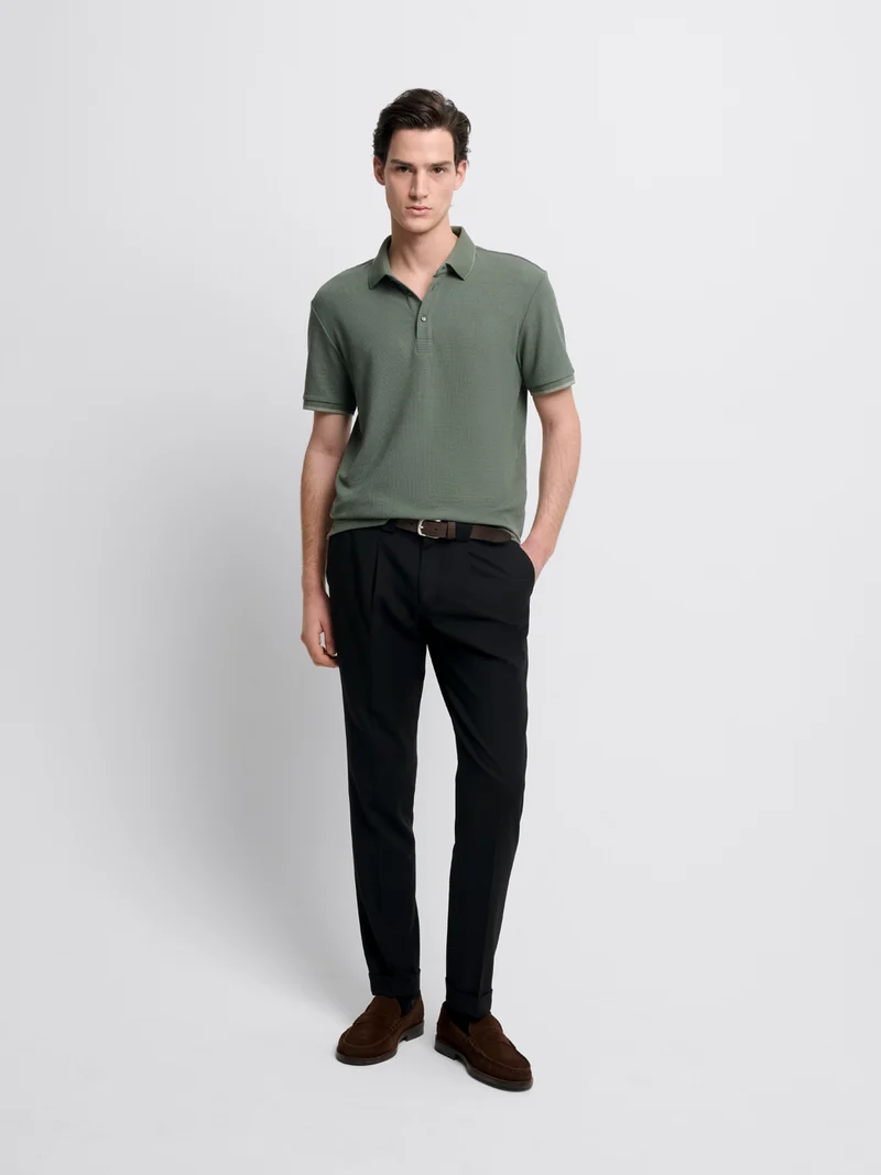 Polo col boutonné gauffré