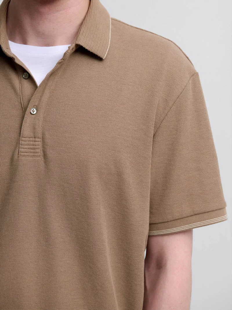Polo col boutonné gauffré
