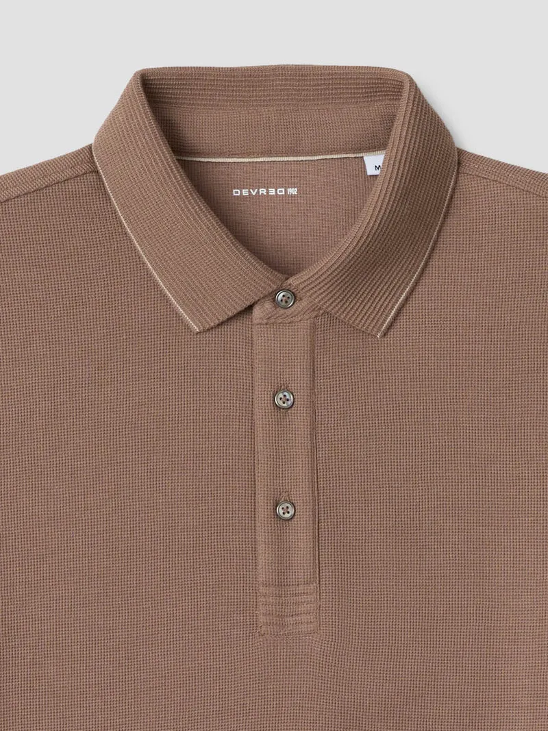 Polo col boutonné gauffré