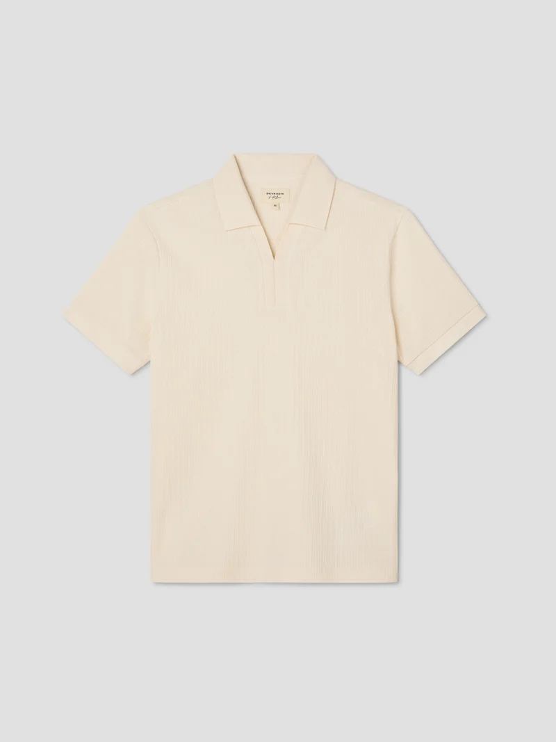 Polo col V effet maille