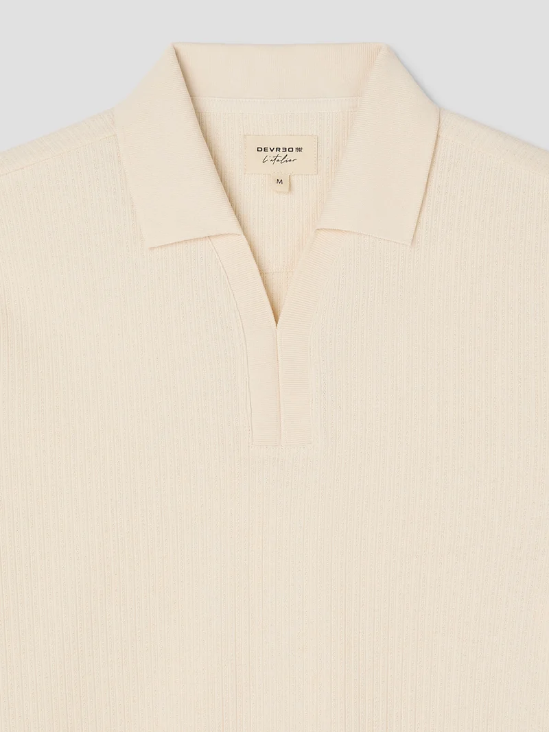 Polo col V effet maille