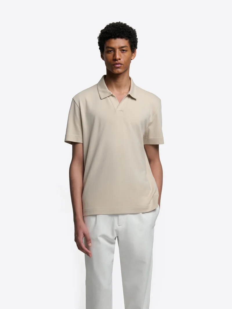 Polo col ouvert en coton