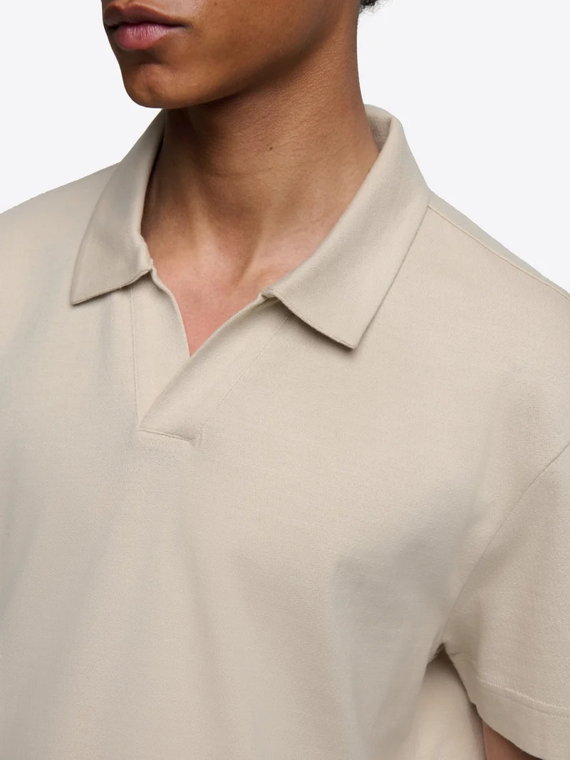 Polo col ouvert en coton