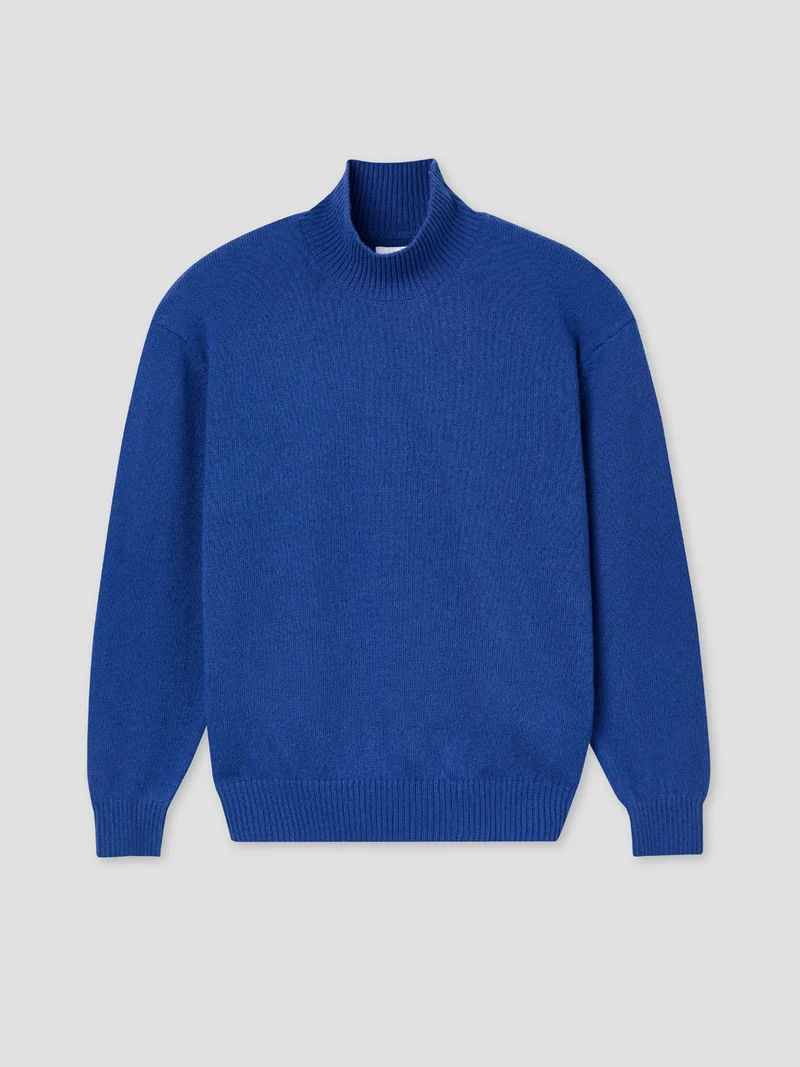 Pull col cheminée en laine mélangée