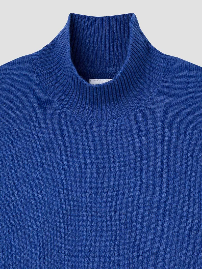 Pull col cheminée en laine mélangée