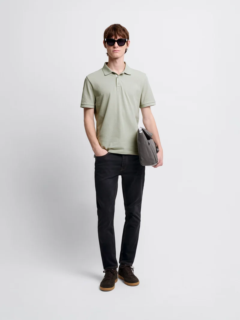 Polo col boutonné en coton