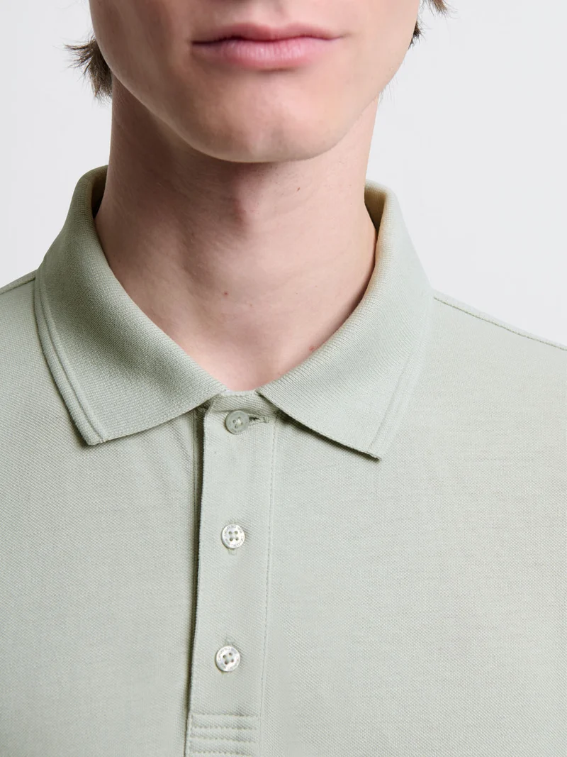 Polo col boutonné en coton