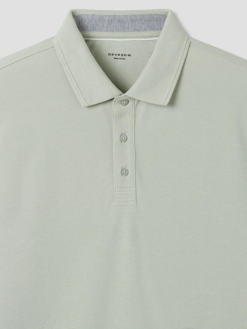 Polo col boutonné en coton