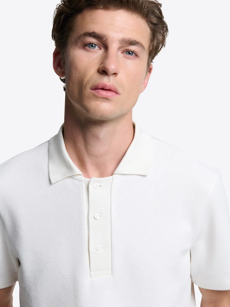 Polo regular col boutonné en coton