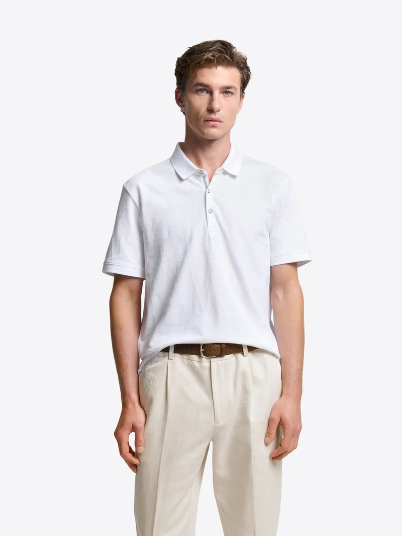 Polo col boutonné en coton