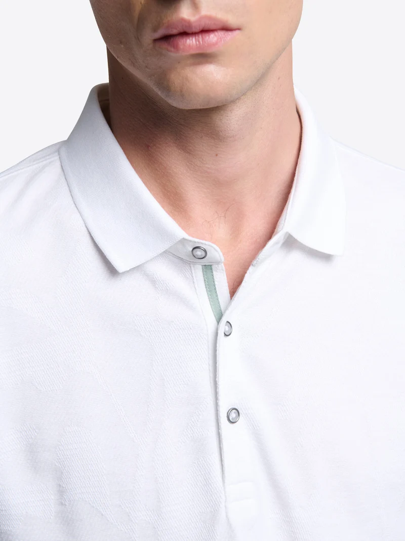 Polo col boutonné en coton