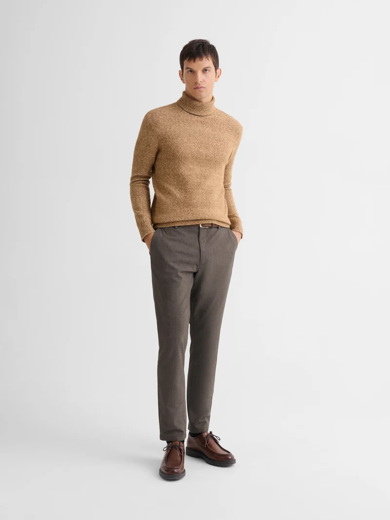 Pull col roulé jersey chiné
