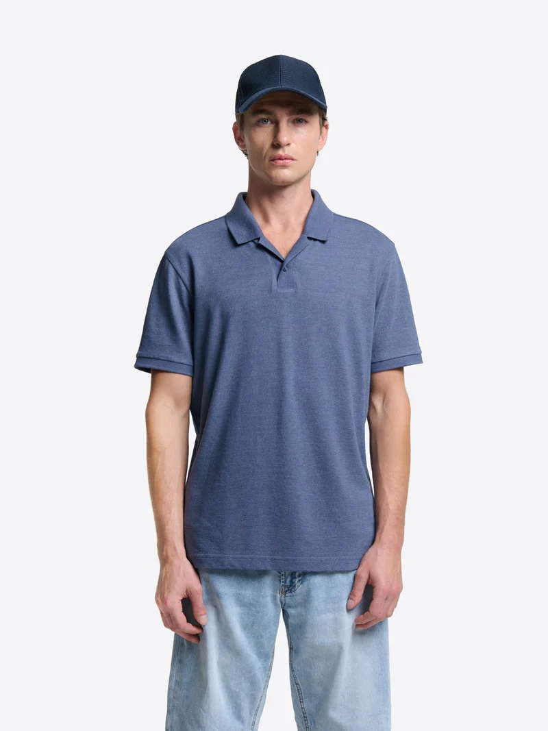 Polo col boutonné en coton chiné