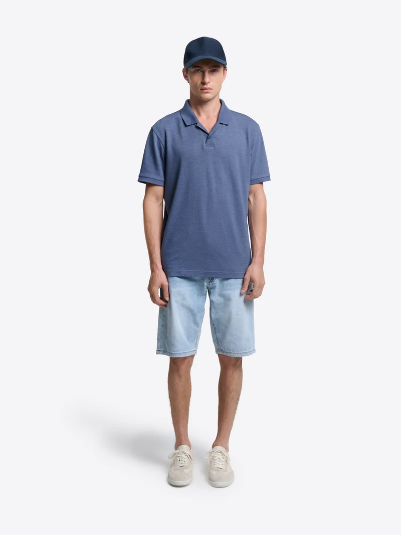Polo col boutonné en coton chiné