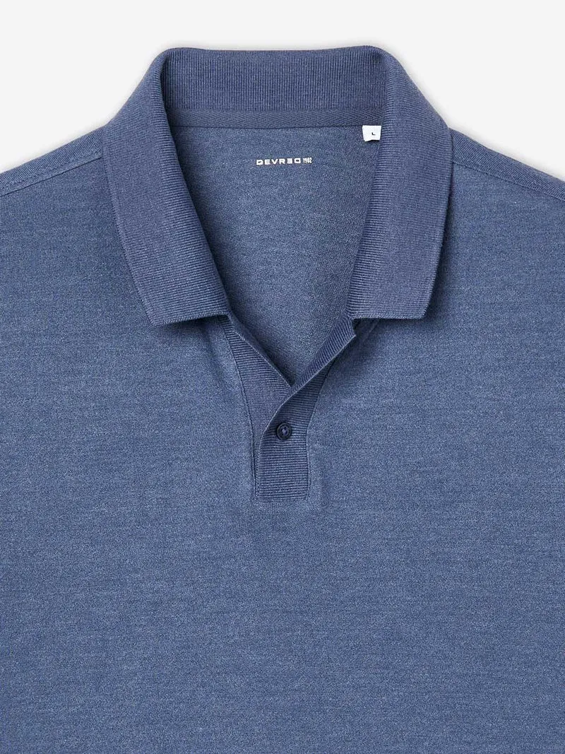 Polo col boutonné en coton chiné