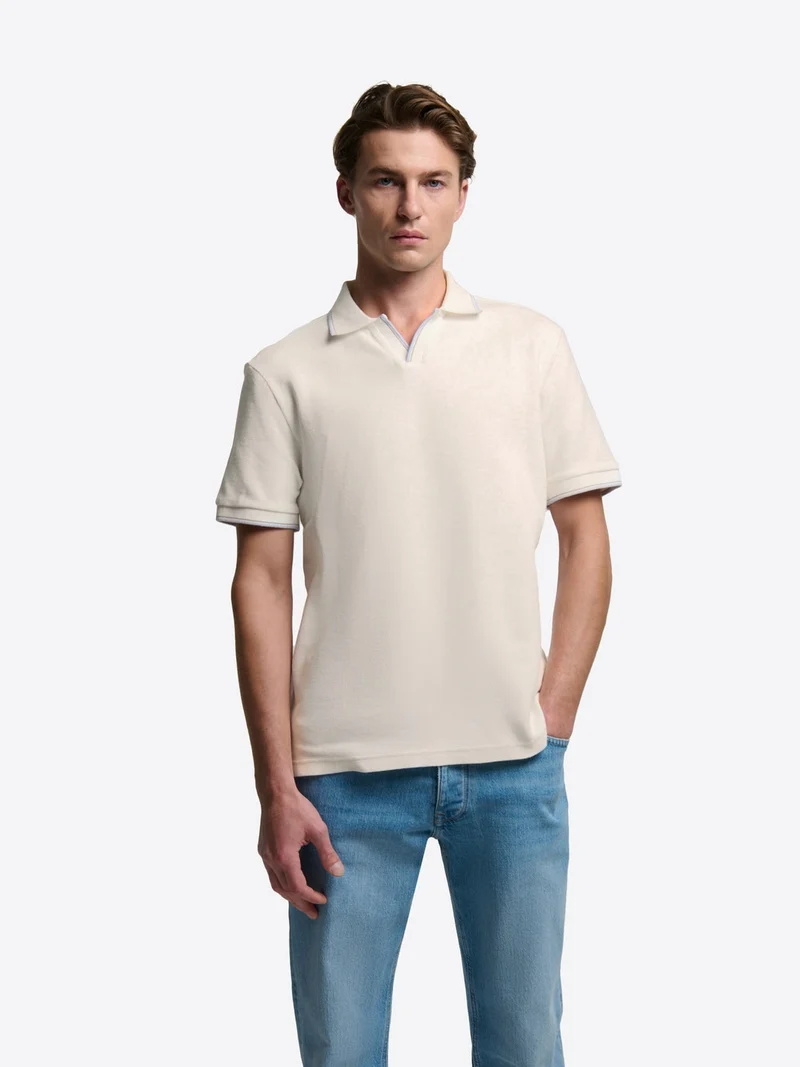 Polo col ouvert en coton