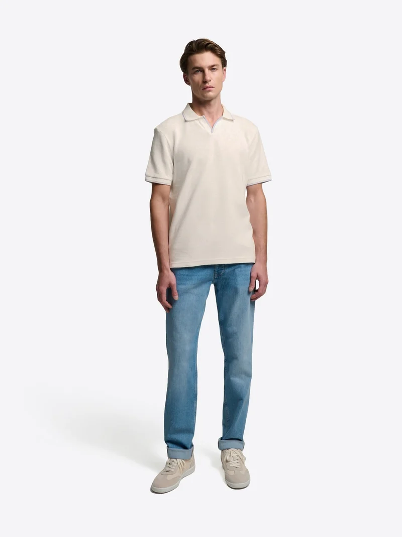 Polo col ouvert en coton