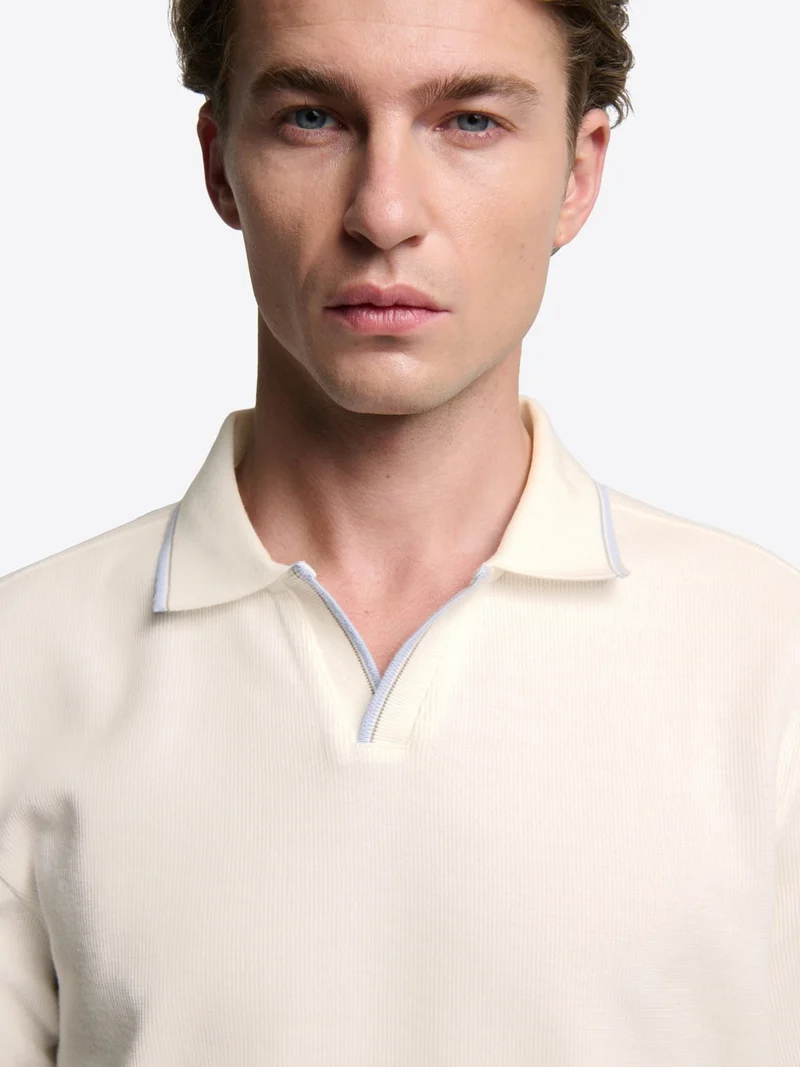 Polo col ouvert en coton