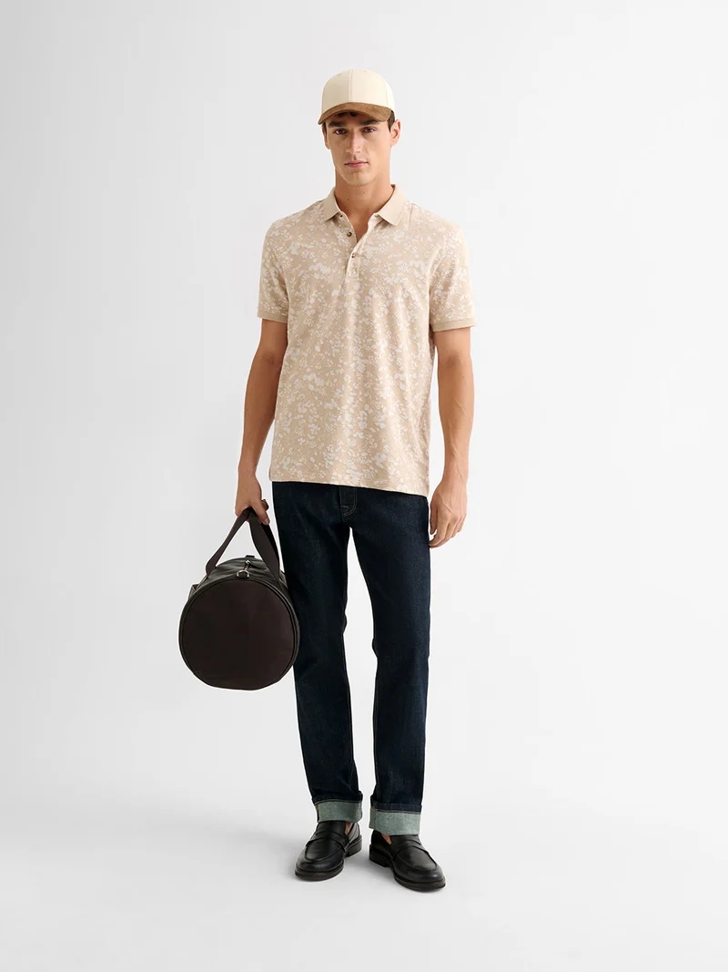 Polo boutonné en jacquard