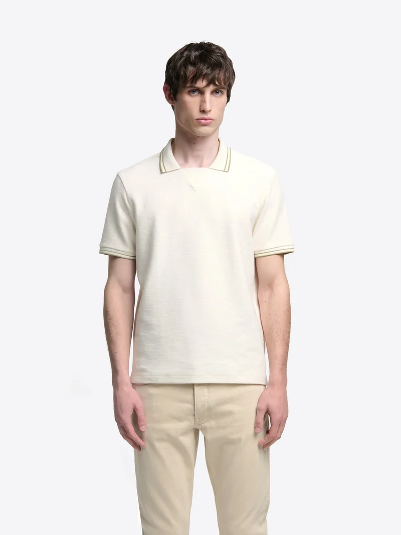 Polo col contrasté en coton