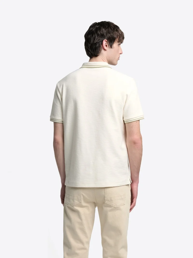 Polo col contrasté en coton