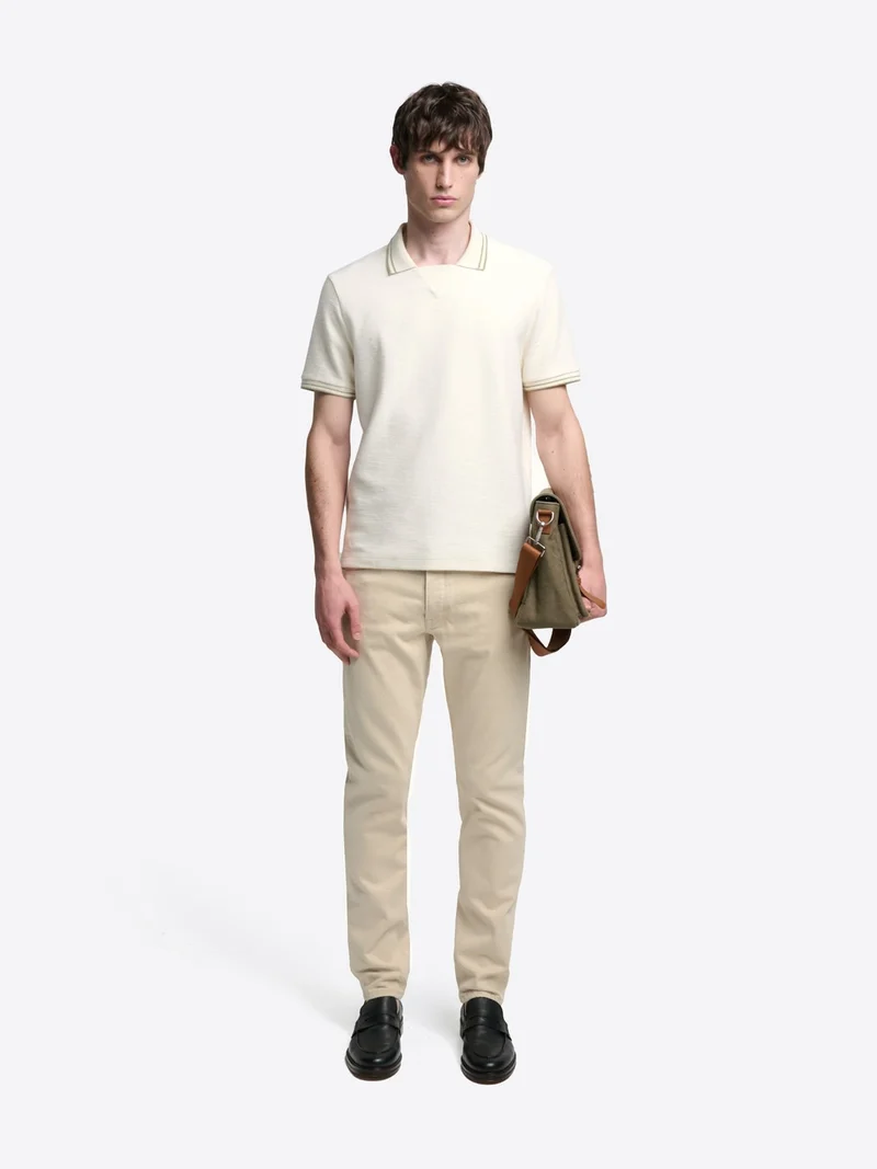 Polo col contrasté en coton