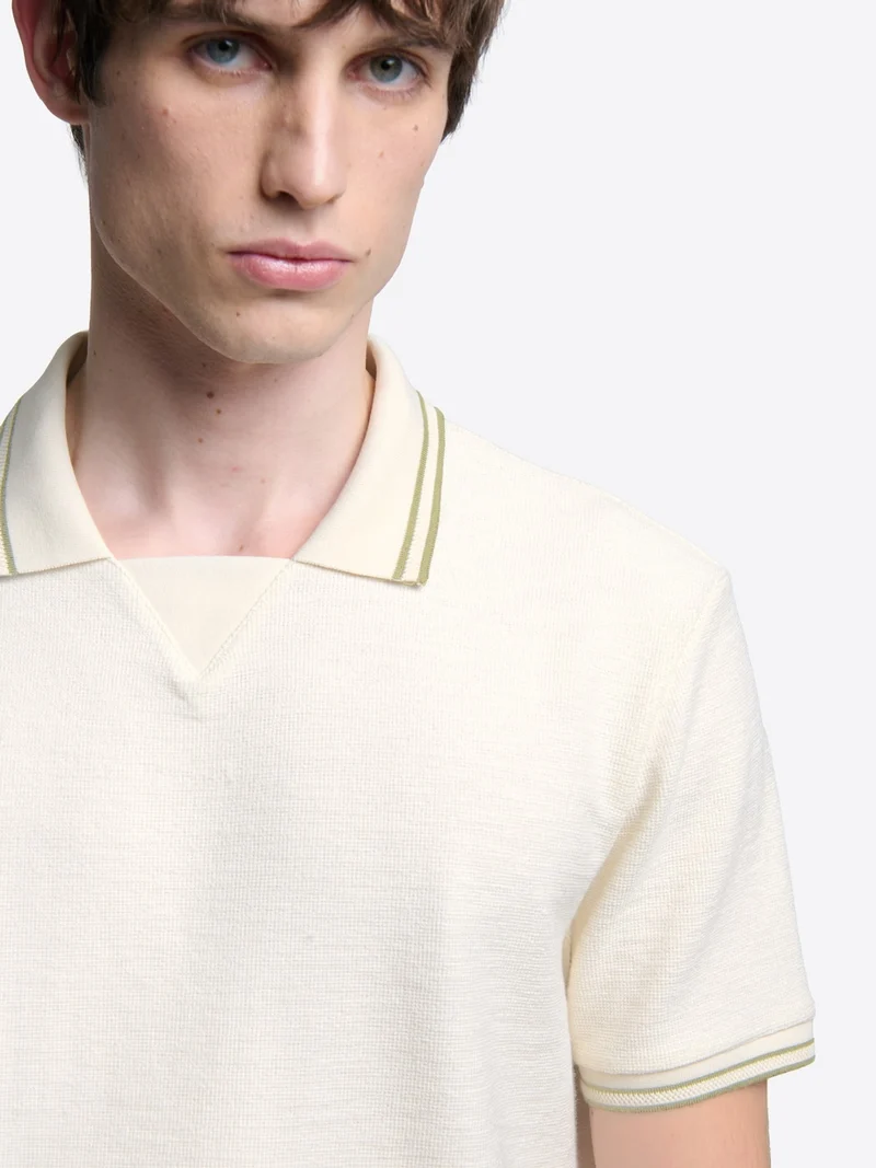 Polo col contrasté en coton