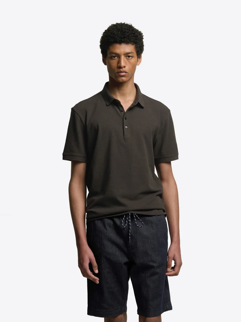 Polo boutonné en coton