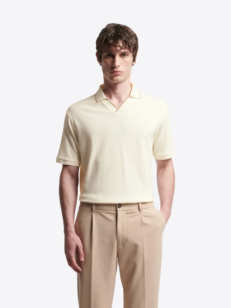 Polo col ouvert en coton