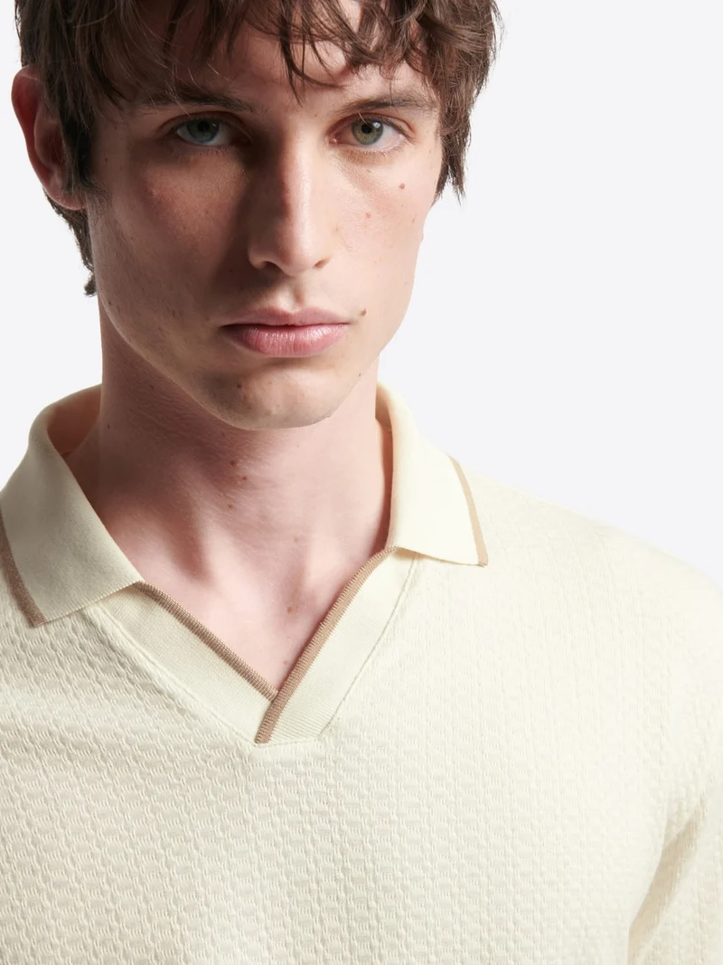 Polo col ouvert en coton