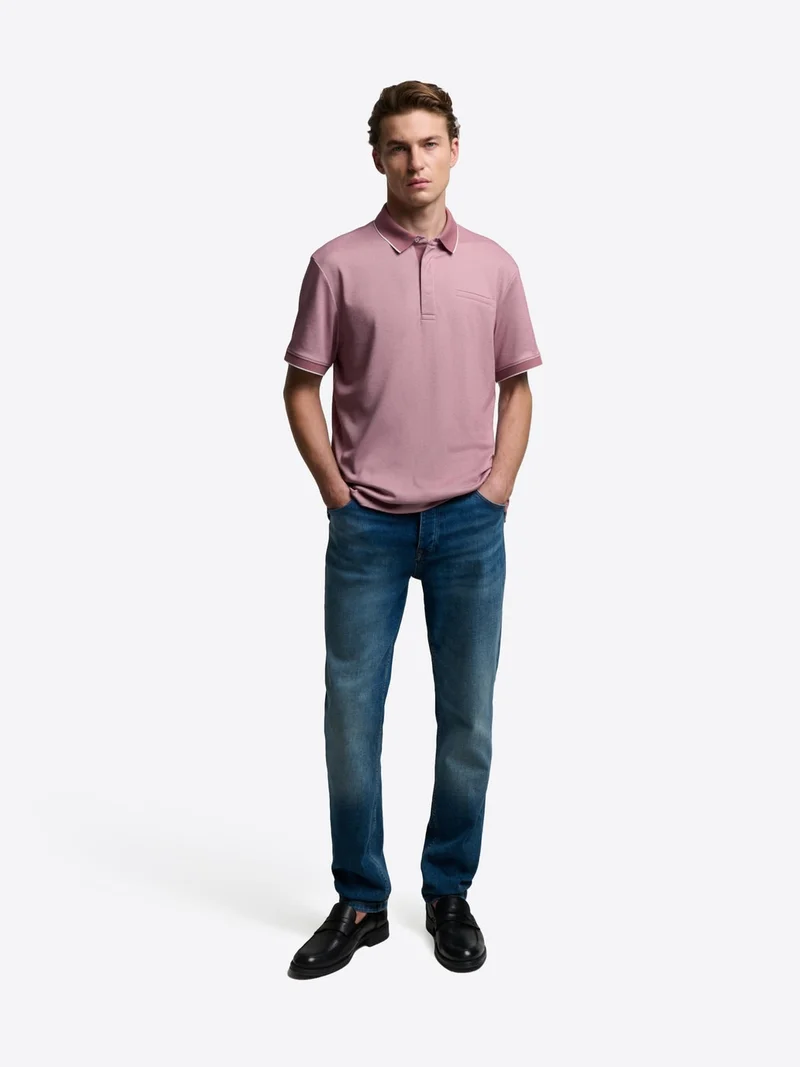 Polo col boutonné maille chinée