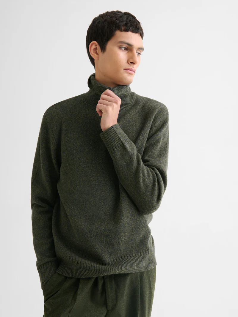 Pull col roulé jersey chiné
