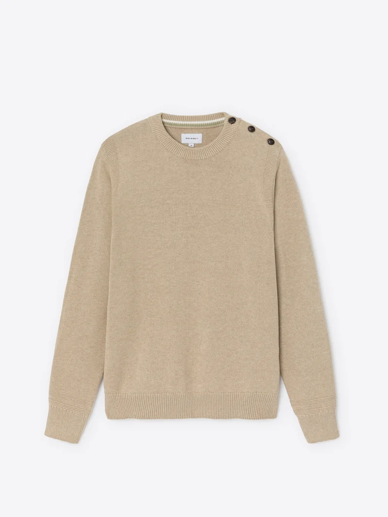 Pull épaule boutonnée en coton bio