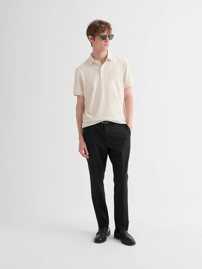 Polo boutonné en jacquard