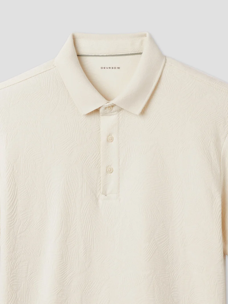 Polo boutonné en jacquard