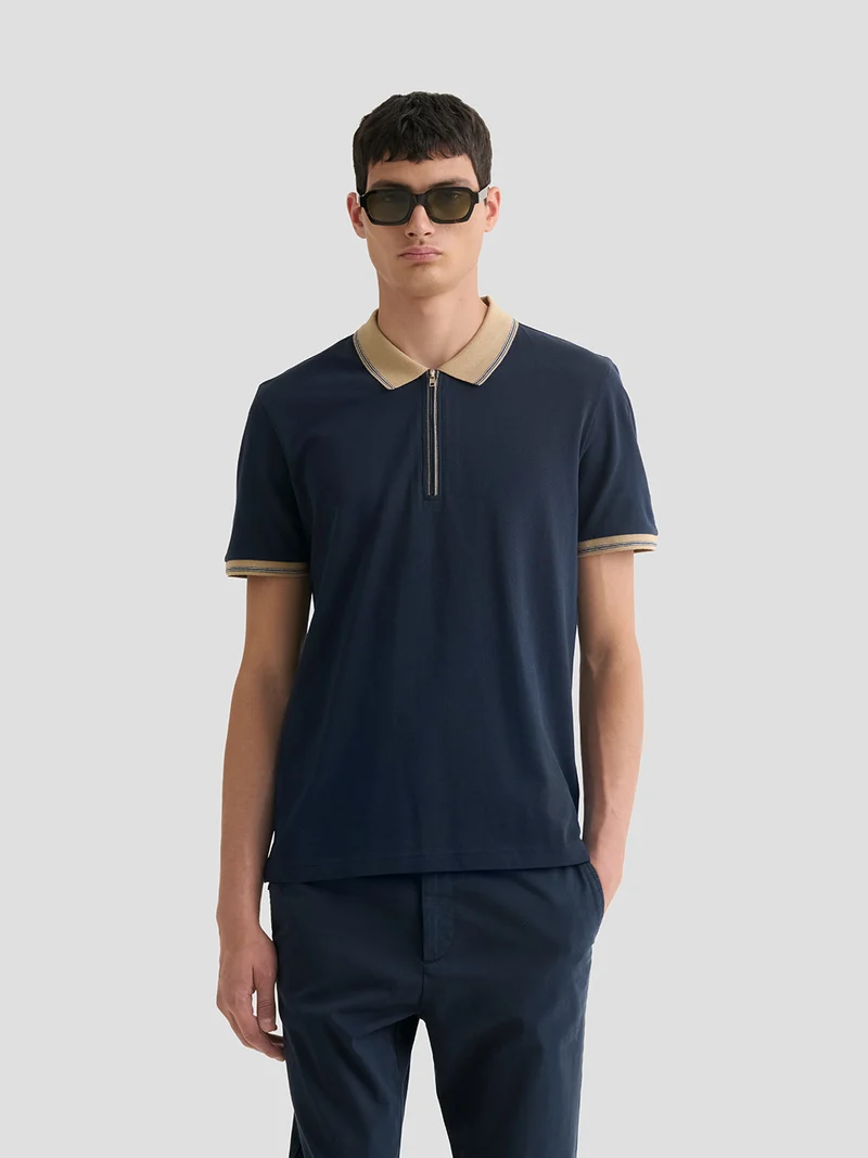 Polo zippé en coton