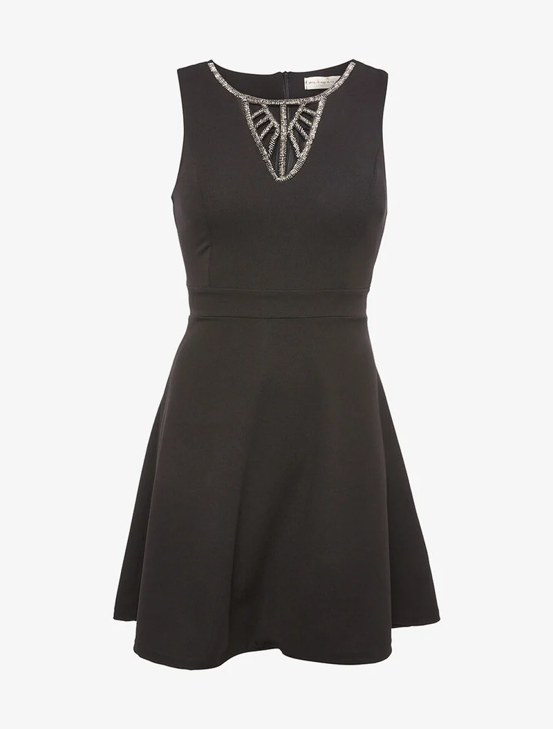 Robe décolleté argenté - Noir