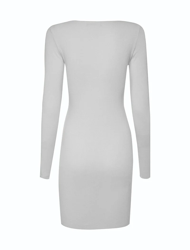 Robe-pull encolure lacée - Blanc